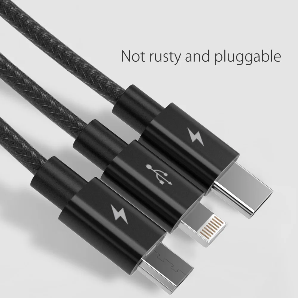 ORICO USB кабель 3 в 1 для iPhone X 5 6 7 8 кабель для мобильного телефона 2 в 1 Тип C Micro USB кабель для зарядное устройство для андроида кабель