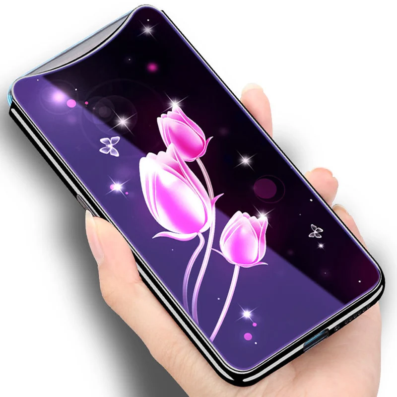 2PCS For OPPO Find X case cover fashion cartoon blue Tempered Glass back FindX phone cases fundas | Мобильные телефоны и