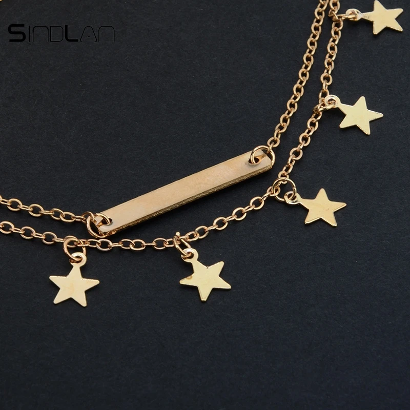 Sindlan браслеты Новые простые золотые серебряные звезды блестки кисточка