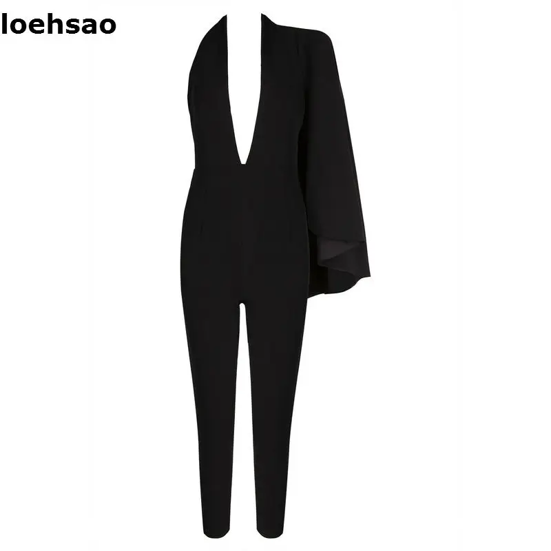 Новые популярные пикантные женские Bodycon повязку комбинезон Глубокий v-образным вырезом спинки черный хлопок знаменитости Вечеринка боди бинты Playsuit