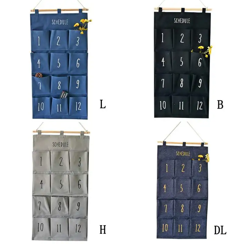 

Fashion Cotton Linen Hanging Organizer With 12 Pockets Save Space Closet Organizer Wall Hanging Storage Bag Behind Door