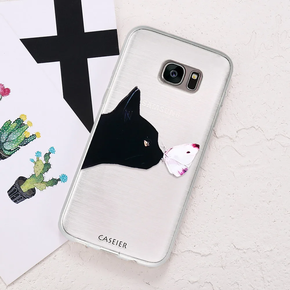 CASEIER 3D чехол для телефона с кошкой Samsung S8 мягкие силиконовые чехлы из ТПУ S6 S7 Edge Plus