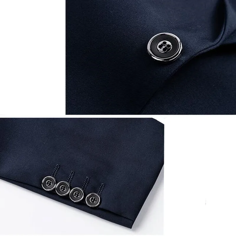 

(Jackets+Vest+Pants)Pure cotton Blazers Set Brand Men Business Solid Casual Slim Coat Trousers Male Wedding Dress Suits S-6XL