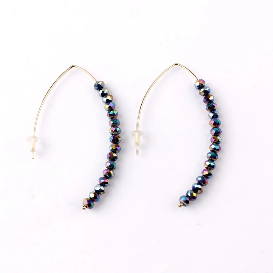 

Faceted Color Coating Semi-precious Stones Glass Beads Fish Hook Drop Earrings for Women Fish Crystal Beaded Hook Earrings Women