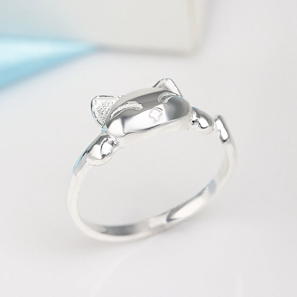 925 Sterling Silver Jewelry Lovely Cute Cat Rings for Girls Adjustable Finger Ring sterling-silver-jewelry Best Friends Gifts | Украшения и