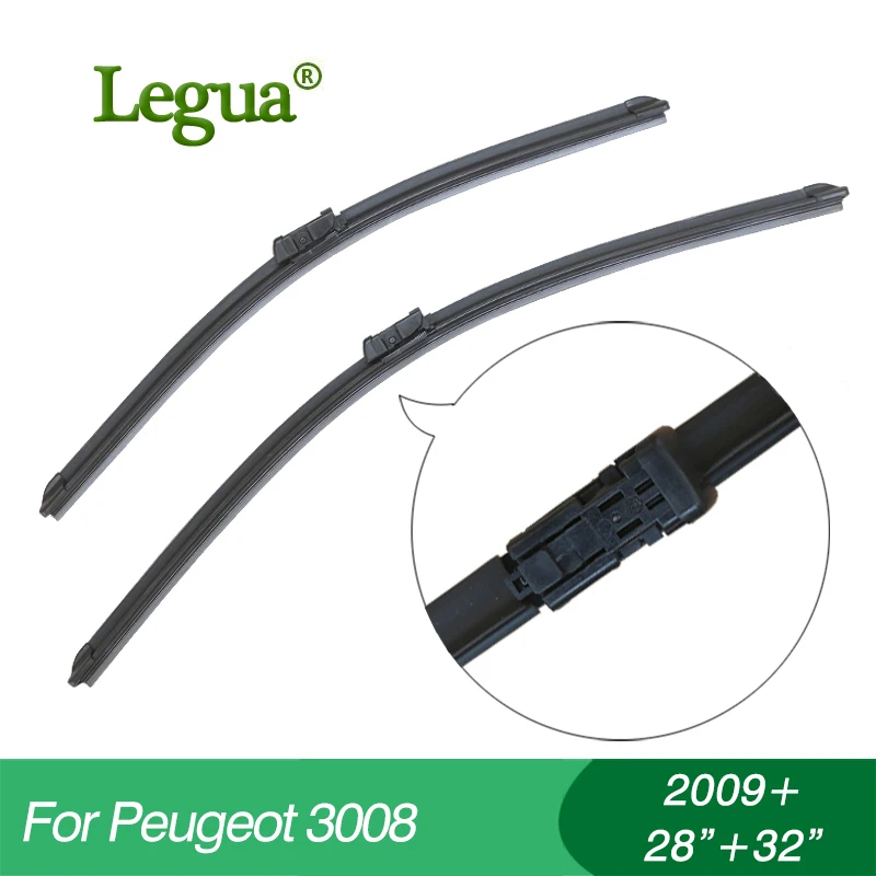 

Legua Wiper blades for Peugeot 3008(2009+),28"+32",car wiper,Boneless Soft Wiper Refill, Windscreen Wipers, Car accessory