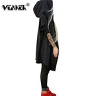 Женская Длинная толстовка с капюшоном, черный плащ-манто с поясом и длинными рукавами, верхняя одежда 3XL, Осень-зима 2018