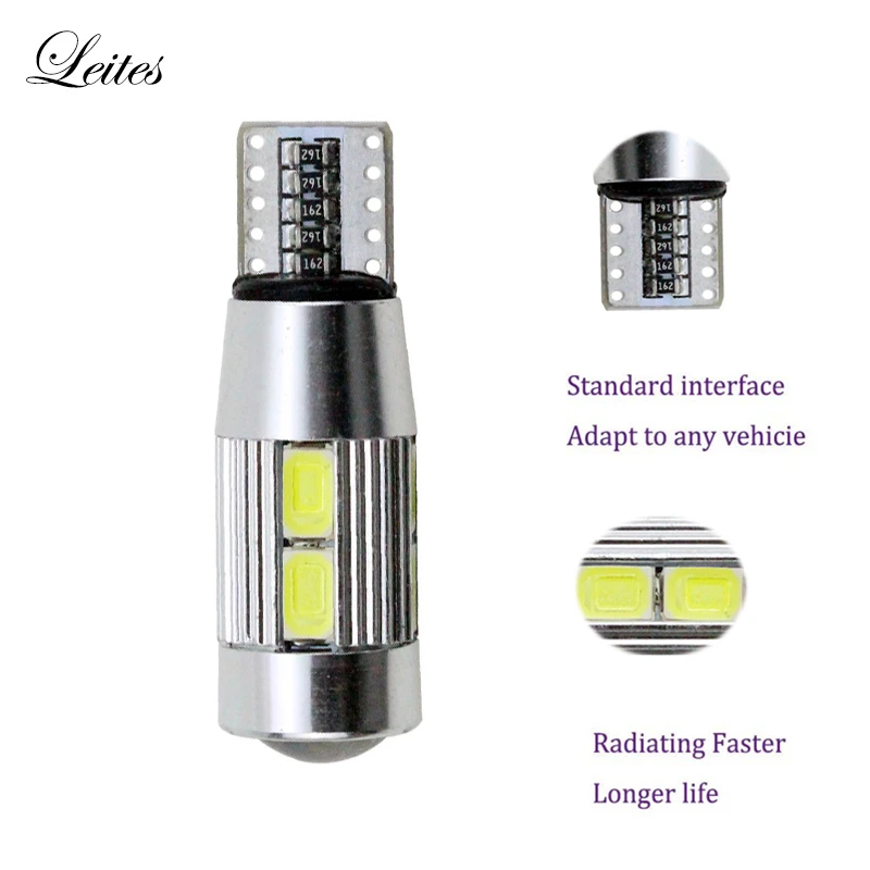 100 шт. T10 10SMD 5630 W5W Canbus светодиодный 194 168 2825 автомобиля боковое освещение автомобильной T10 Светодиодный лампочки Запчасти для авто