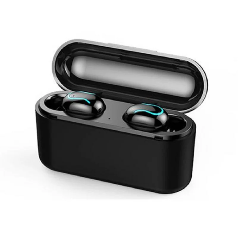 Q32 TWS беспроводные наушники Bluetooth наушники 5,0 беспроводные наушники 8D стерео гарнитура с зарядным устройством 3500 мАч блок питания - Цвет: Black not led