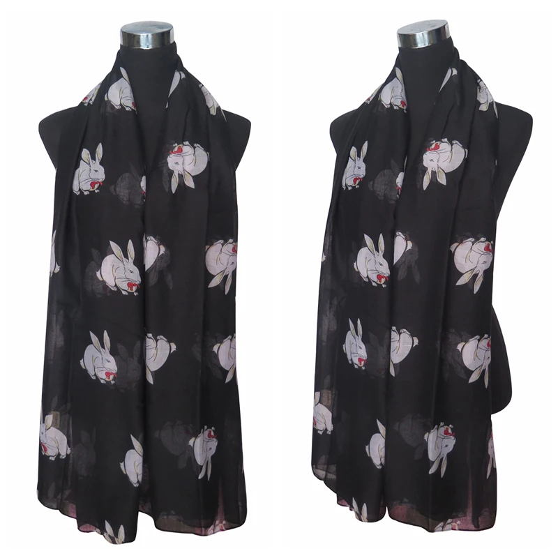 Большой женский шарф шаль с принтом кролика и животного идея для подарка на все