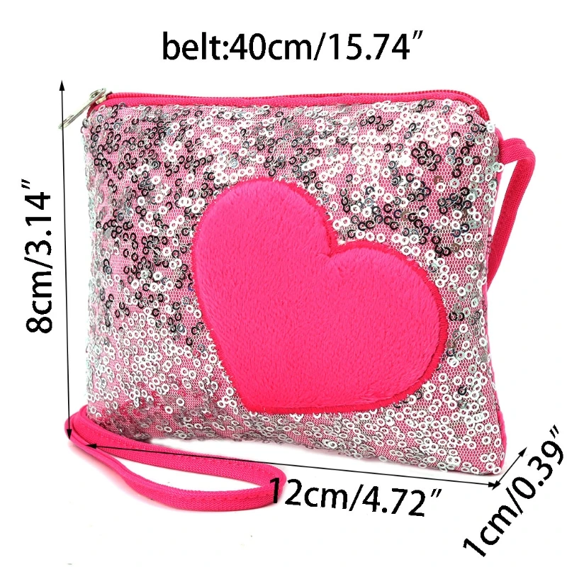 

2019 New Mini Shoulder Bag Kids Children Girls Heart Sequin Messenger Handbag Purse Gifts
