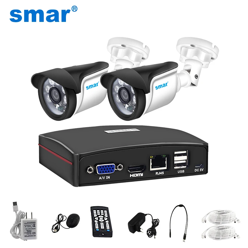 

Видеорегистратор Smar 4CH H.265 CCTV с 2 камерами системы безопасности 720P/1080P с дистанционным управлением Поддержка eSATA/TF/USB