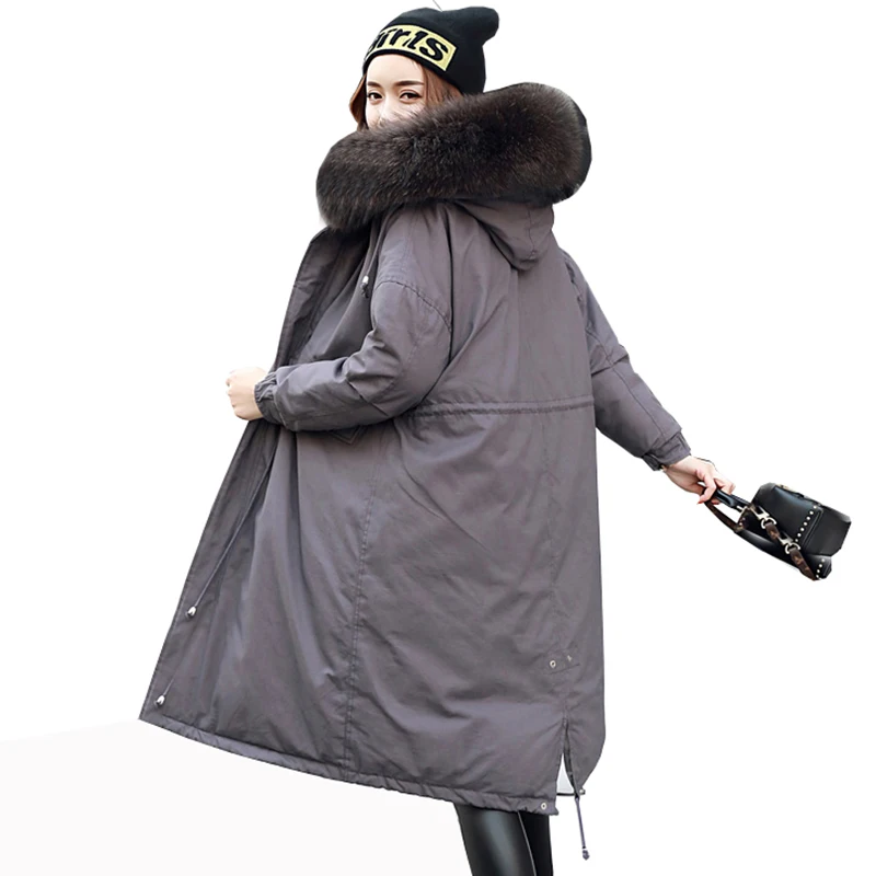 

Women Down Coat Jacket Winter Snow 2017 Female long Parka Fur Collar Down Coat White Duck Jackets warm thicker outerwear QH0911