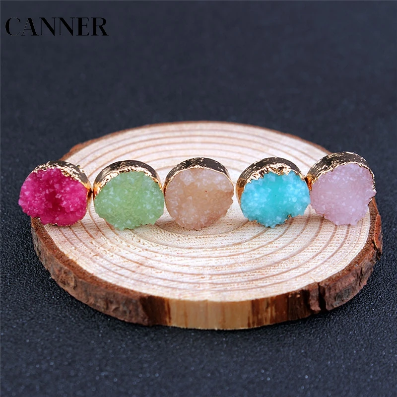 Женские серьги гвоздики с кристаллами CANNER золотистые натуральным камнем