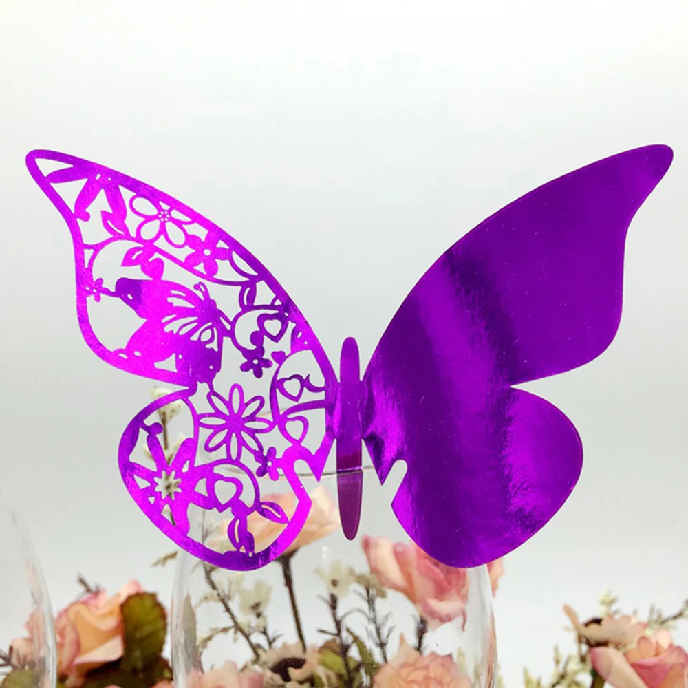 Reflective Purple 50 шт. визитная карточка для гостей, Свадебная вечеринка, винная чашка, открытки для места, свадебные украшения/вечерние/Помолвочные/праздничные - Цвет: Reflective Purple