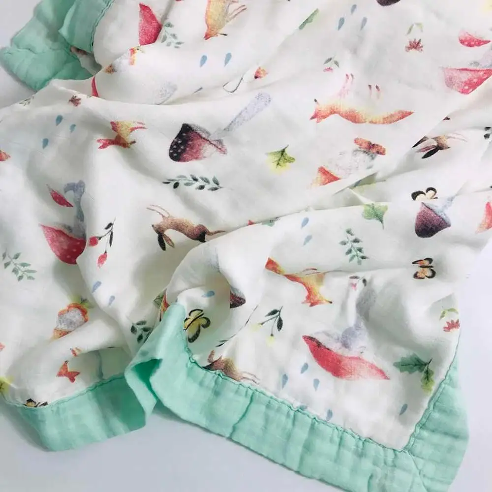Четыре слоя bamboo baby муслин Одеяло муслин дерево пеленать лучше, чем Aden Anais ребенок/бамбук Одеяло для Обёрточная бумага - Цвет: four layer mushroom