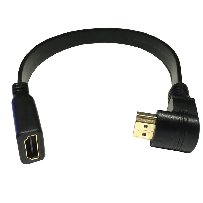 Плоский тонкий Высокоскоростной HDMI кабель-удлинитель A папа-папа 90 градусов вверх/вниз угол шнура AM/AM 0,3 м/30 см/1 фут
