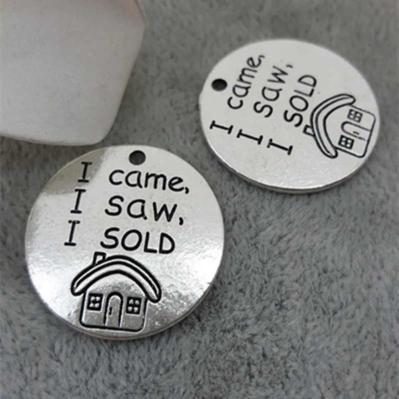 23 мм &quotЯ пришел я увидел продал&quot модные подвески из сплава Китай круглая