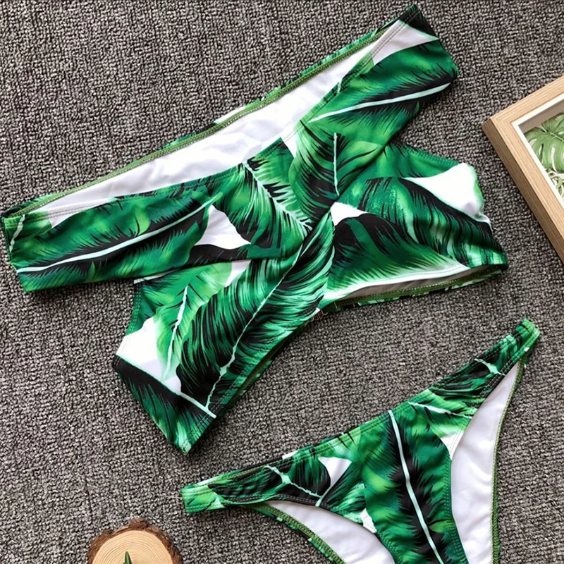 2018 сексуальный комплект бикини пуш ап с принтом листьев купальные костюмы на