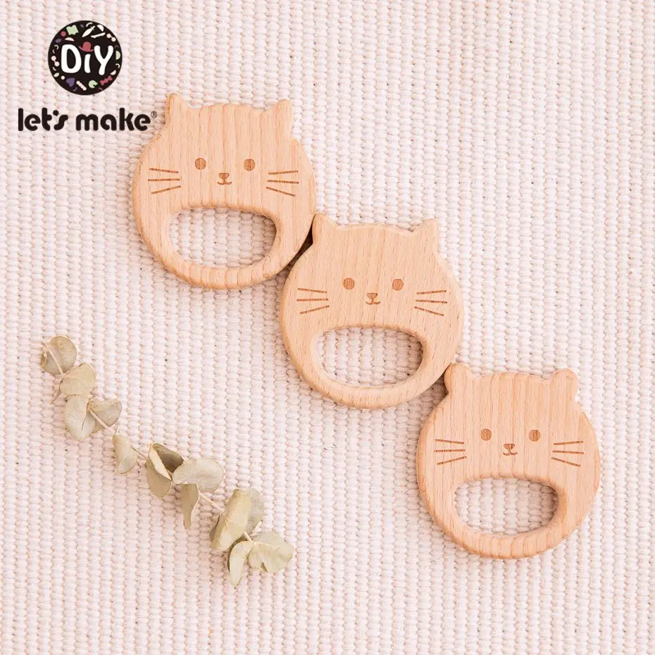 

Let's Make 10pc Wooden Teether Toys Newborn Baby Gift Wooden Rattle Organic Toys Baby Charms Nature Beech Wooden Teether