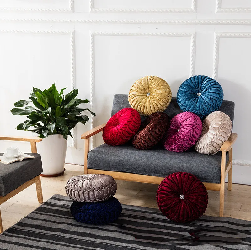 

2019 new european style round cushion Coussin velvet fabric pillows home sofa car decor Sofa throw pillow almofadas cojines