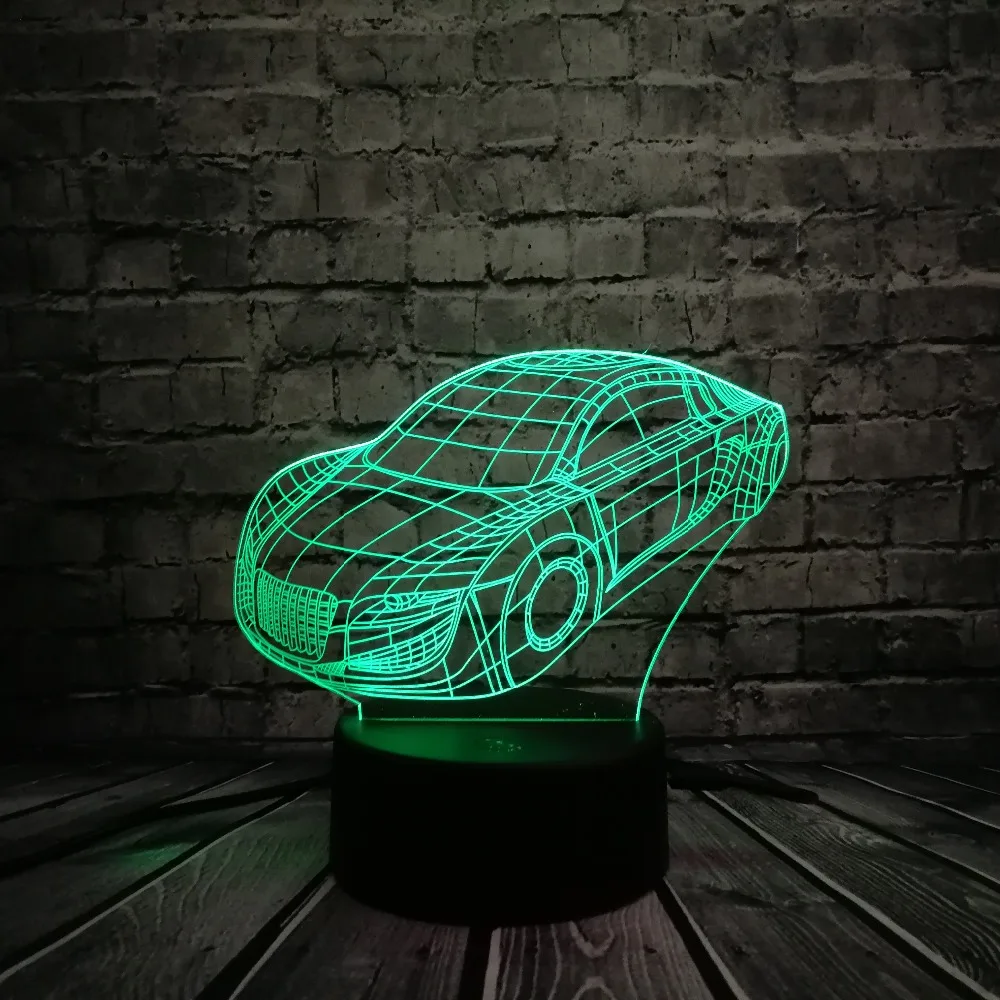 Супер роад GTR Спортивная модель автомобиля 3D Светодиодная лампа 7 видов цветов меняющая ночник для мальчиков