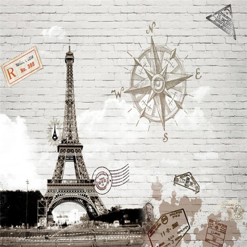 Обои Настенная настенная наклейка абстрактные ручная роспись Париж Эйфелева