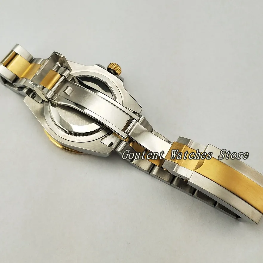40 мм Bliger GMT Silver SS. Желтый золотой чехол браслет черный циферблат сталь
