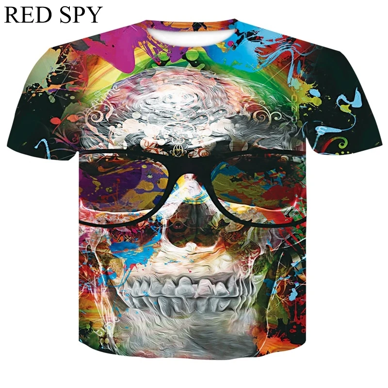 2018 new skull 3D T Shirt Men Fitness Compression Shirts Tops Male Print Superhero Superman punisher Crossfit Anime T-Shirts | Мужская