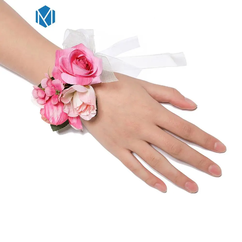 rose Bracelet 2 Свадебный Цветочный браслет, цветочный венок, повязка на голову с цветами для девочек, повязка на голову для волос для женщин, свадебный браслет, аксессуары для волос Hoofdband - Цвет: rose Bracelet 2