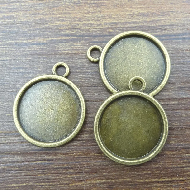 10 шт. 14 мм старинная бронзовая круглая подвеска оправа кабошон основа Камея рамка