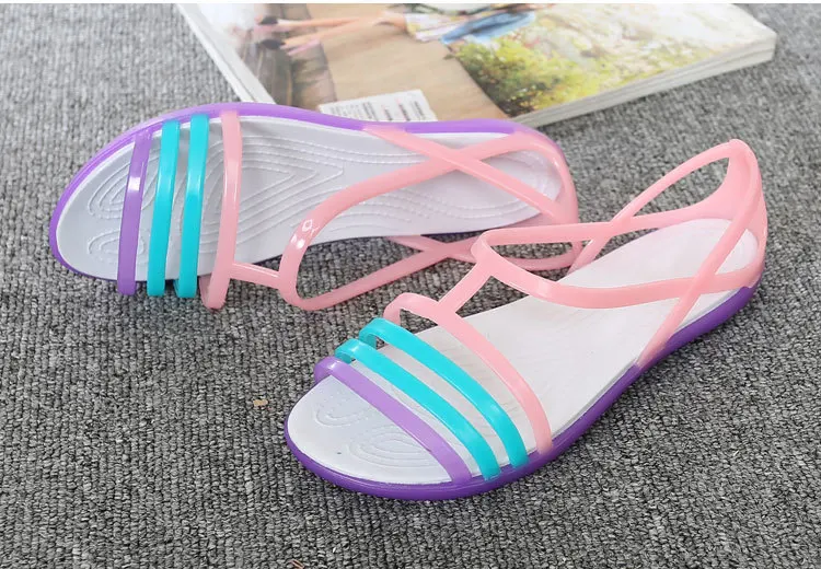 Women Flat Sandals Jelly Shoes Summer Beach Shoes Sandalia Feminina Candy Color Slides Ladies Slippers Chaussures Femme