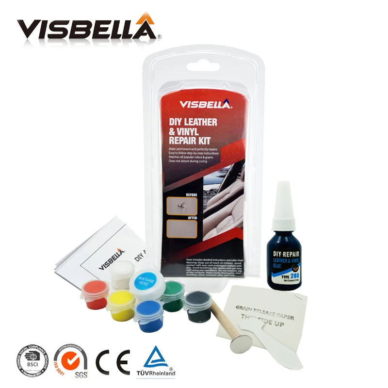 Viseblla 2 шт. кожаный комплект для ремонта диванов, диванов, курток для одежды, листов, отверстий, тепла, жидкой кожи, винила с 10 шт. накладными герметиками