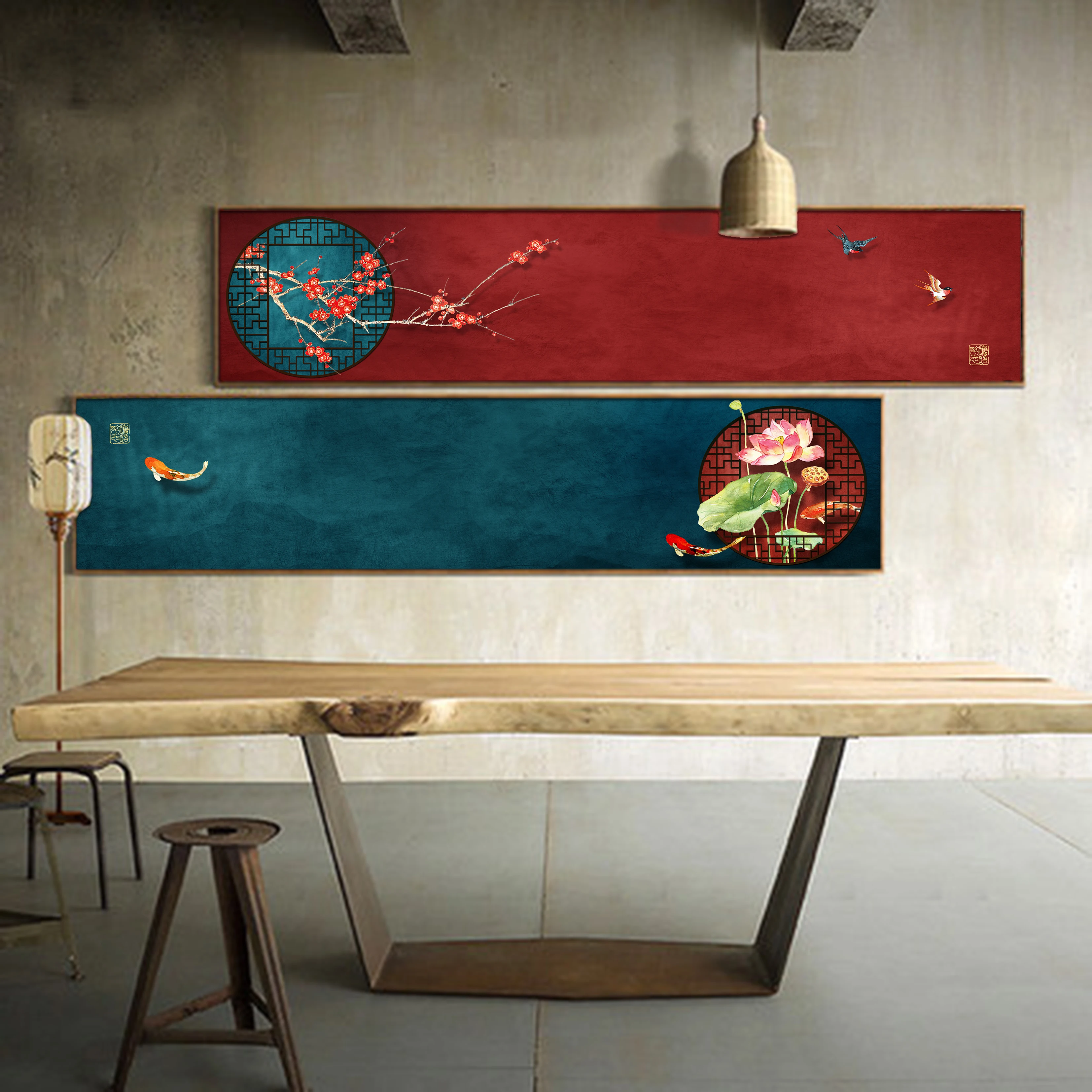 Китайский Стиль Лотос сливы животных холст картины настенные гостиная спальня