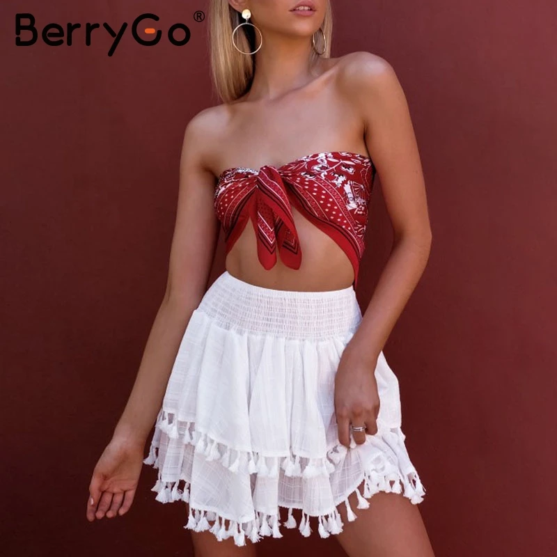 BerryGo/полосатые летние мини-юбки женские эластичные уличная Короткая юбка для