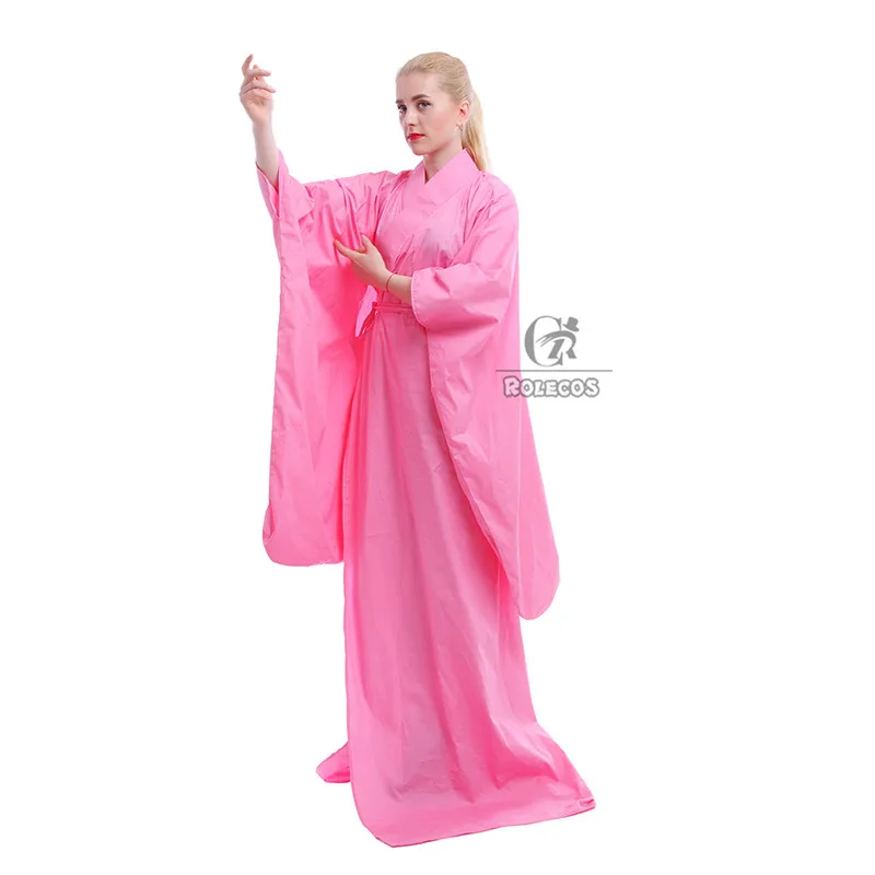 ROLECOS 2016 высокое качество кимоно женские розовые длинные платья с длинным рукавом