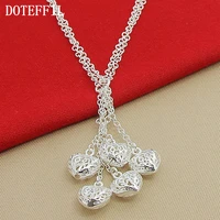 doteffil 925 sterling silver multi chain hollow ball five heart necklace chain for women engagement wedding charm jewelry