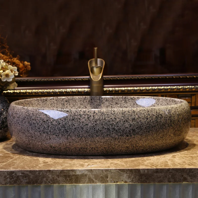 

Jing Yan retro ceramics countertop circular washbasin art basin Jingdezhen ceramic wash basin