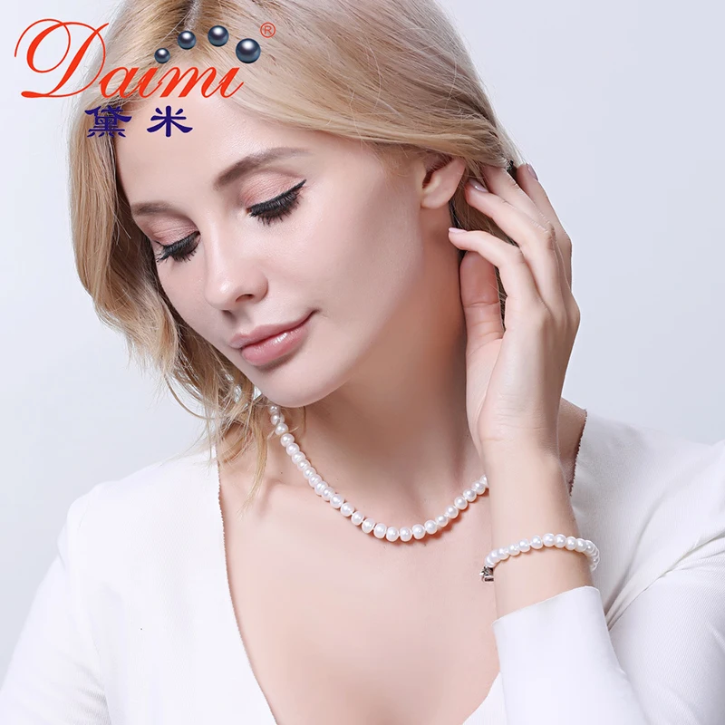 Набор украшений DAIMI из натурального жемчуга, ожерелье, браслет, серьги, жемчужный набор для женщин, вечерние ювелирные изделия, свадебные украшения