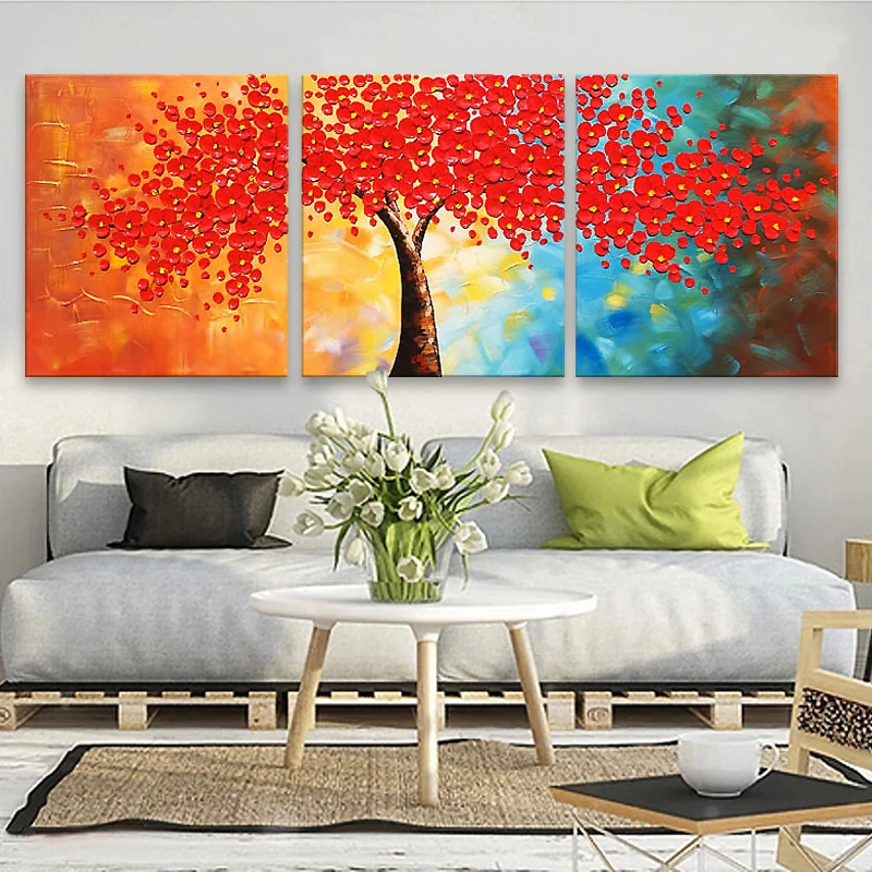 3 шт. панель настенная художественная палитра нож ручная роспись желтый цветок