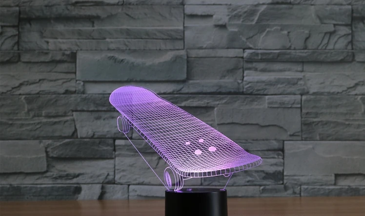 [Seven Neon] скейтборд акриловый 7 цветов Настольная лампа 3D Новинка Светодиодный