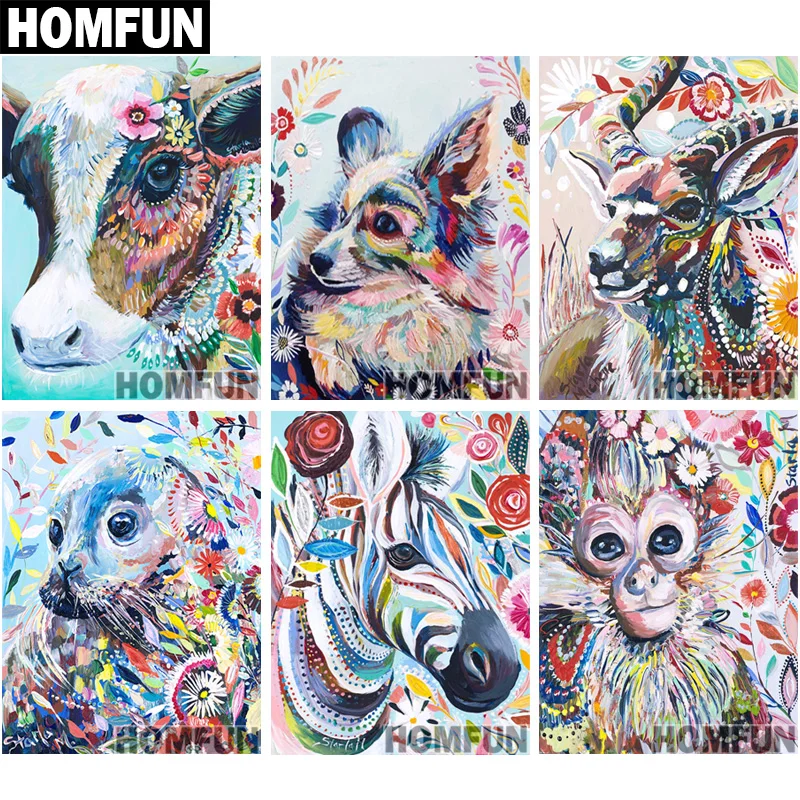 Алмазная живопись HOMFUN сделай сам картина животные цветные картины вышивка