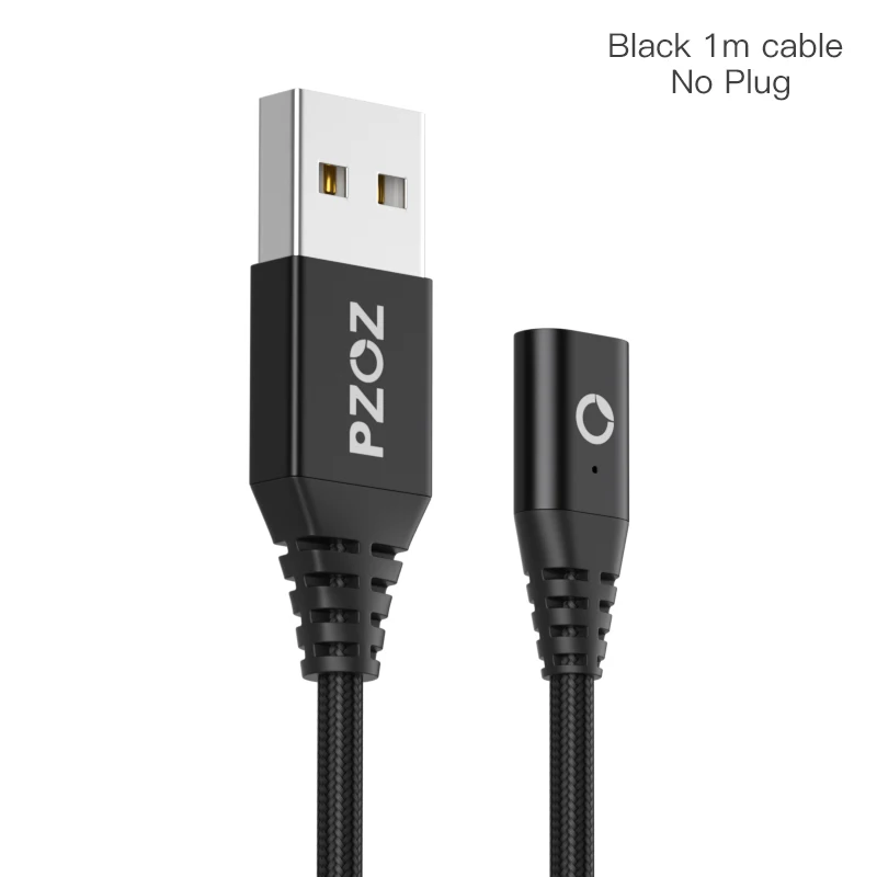 PZOZ Магнитный USB кабель Micro Usb c кабель для быстрой зарядки кабель Microusb type c магнитное зарядное устройство для iphone 8 samsung S9 S10 xiaomi - Цвет: Black cable no pulg