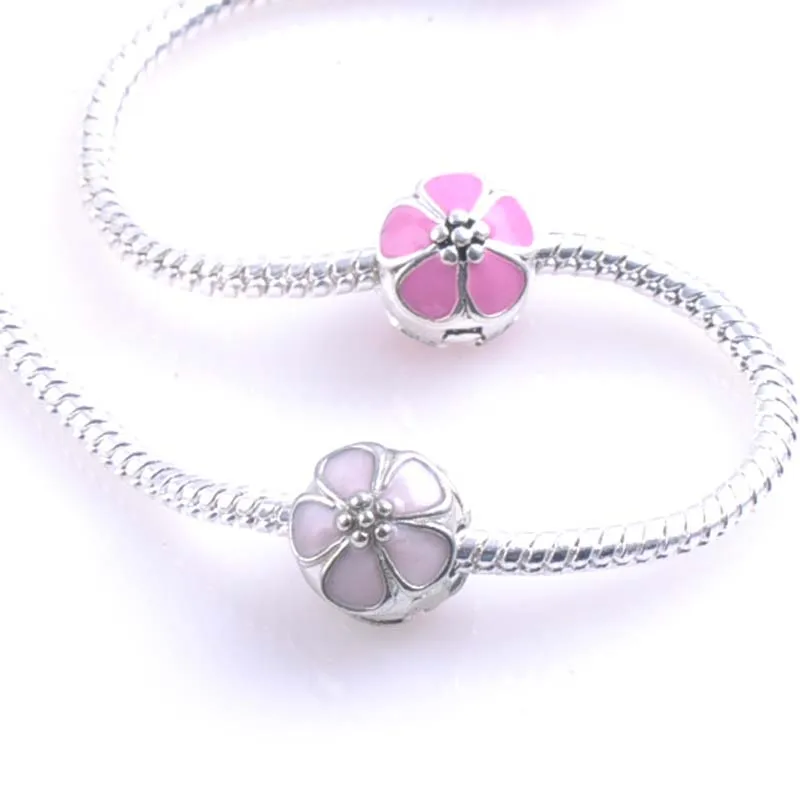 Новинка 2018 зажимы серебряные бусины европейские цветы вишни стопор цветок