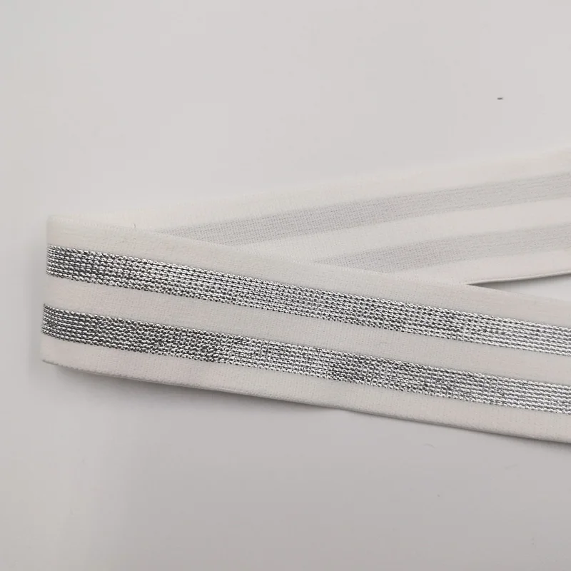 1M Gold Silver Stripe Elastic Bands 40MM Elastic Ribbon Clothing Bags Trousers Elastic Rubber 4CM Webbing DIY Sewing Accessories