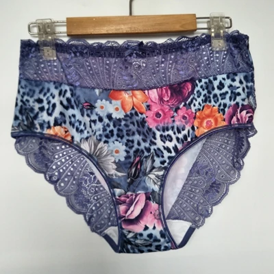 5pcs blue 5 шт./лот, женские трусы, нижнее белье размера плюс, 6XL, большой размер, сексуальное высококачественное роскошное кружевное нижнее белье, полые женские трусики с цветами - Цвет: 5pcs blue