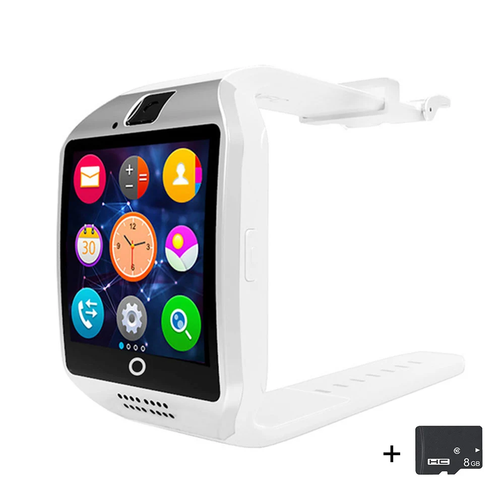 White Memory card KOBWA Q18 Смарт часы Поддержка sim-карты телефонный Звонок Push Сообщение камера Bluetooth Smartwatch с 8G карта памяти для IOS Android - Цвет: White Memory card