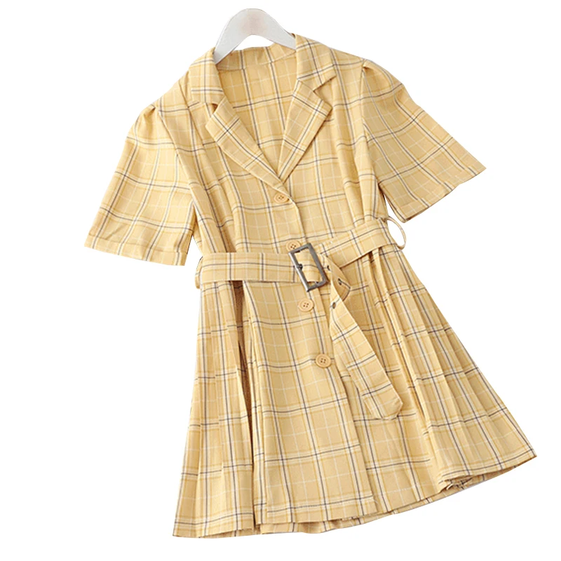 Trytree/летнее осеннее повседневное женское платье в клетку С Вырезанным воротником