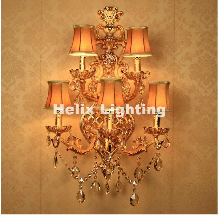 Бесплатная доставка хрустальные Настенные светильники 5 цветов золотого цвета