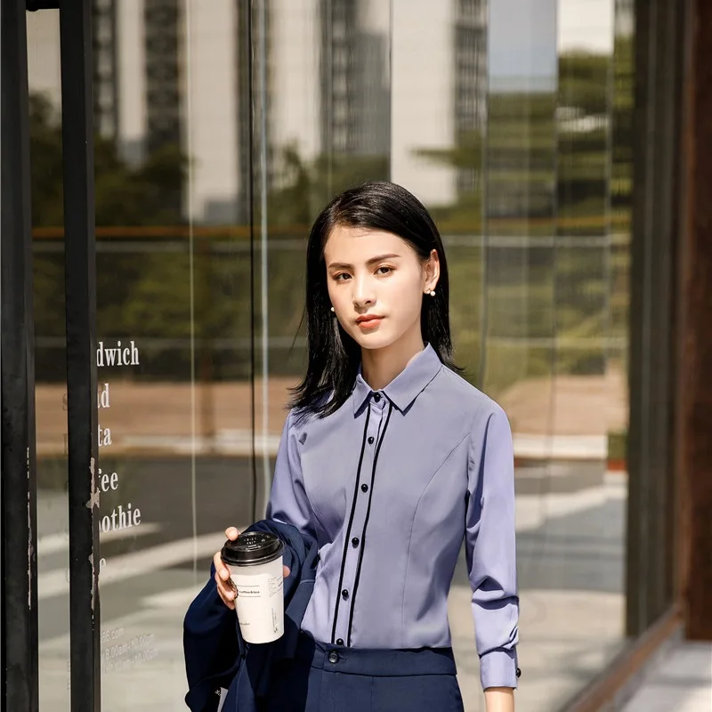 Женская Деловая блузка с длинным рукавом Повседневная рубашка в офисном стиле